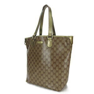 Gucci Metallic GG Crystal Bag Green Brown Gold Tote